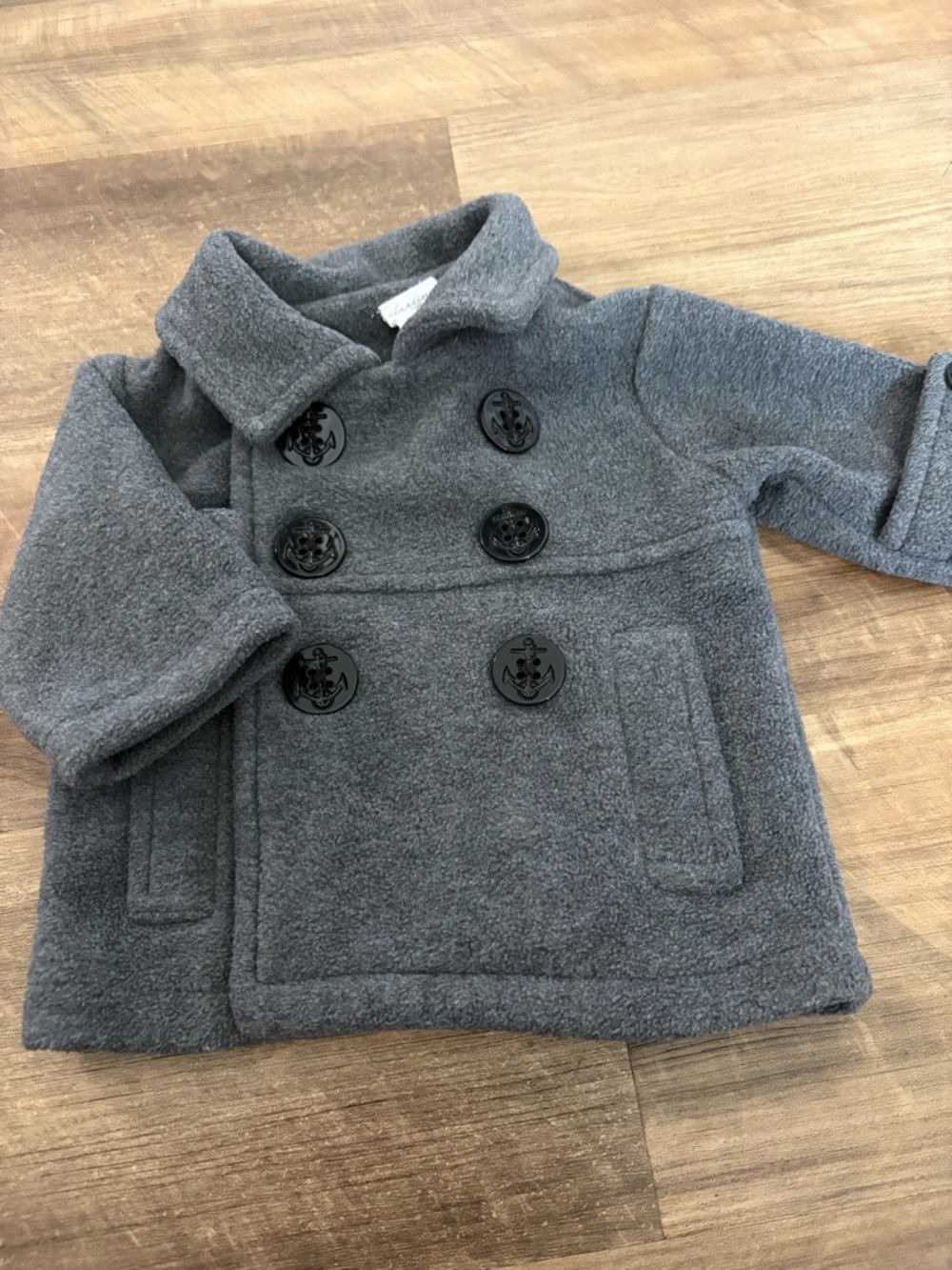 Starting Out Charcoal Double-Breasted Peacoat with Anchor Buttons